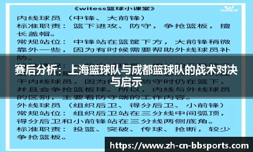赛后分析:上海篮球队与成都篮球队的战术对决与启示